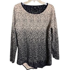 Rafaella Gold & Black Sparkle Shark Bite Hem Sweater Size XL
